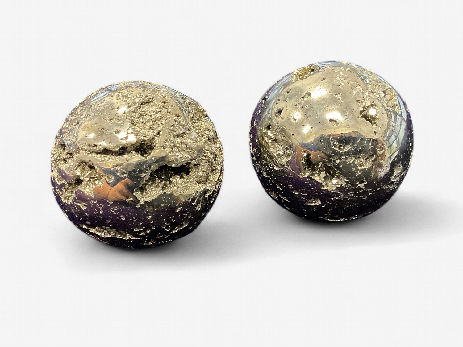 Druzy Pyrite Spheres, Size: Large