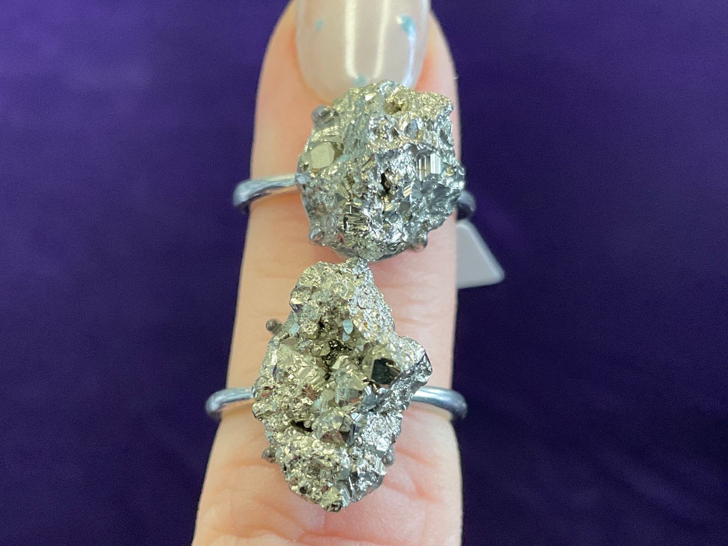 Pyrite &amp; Zircon Ring, Type: Large