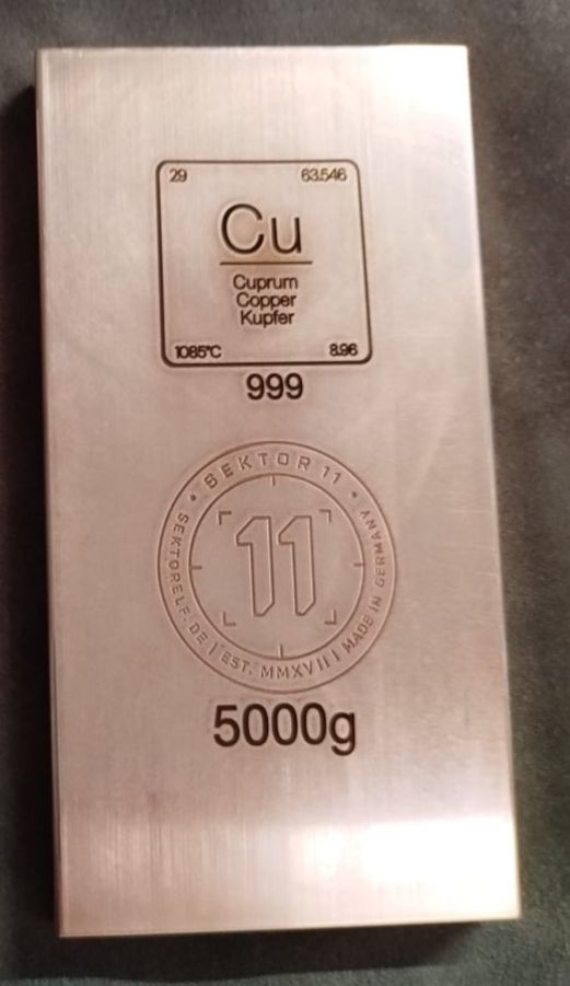Massiver Kupferbarren 5 kg | Feinkupfer Cu 99.98% | Made in Germany