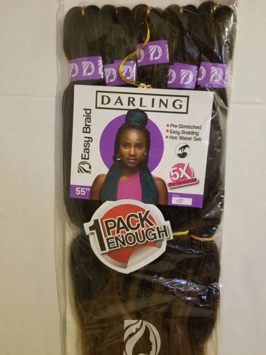 5X Pre-Stretched Easy Braid 55 in, Color: 1/60, Length: 55"