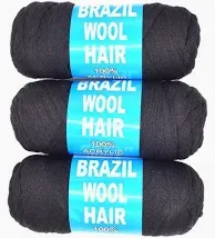 Brazilian Wool Black Colour Black 