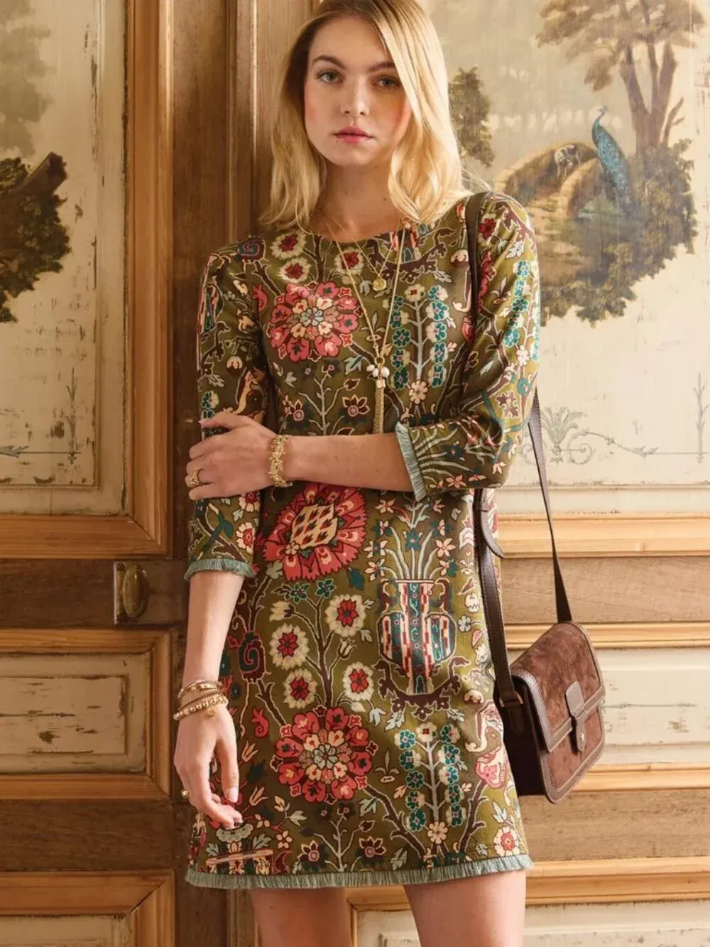 ISLAND FRINGE OLIVE DRESS