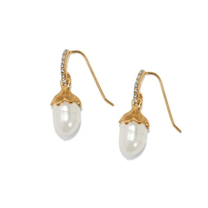 Gold Everbloom Pearl Drop French Wire Earrings