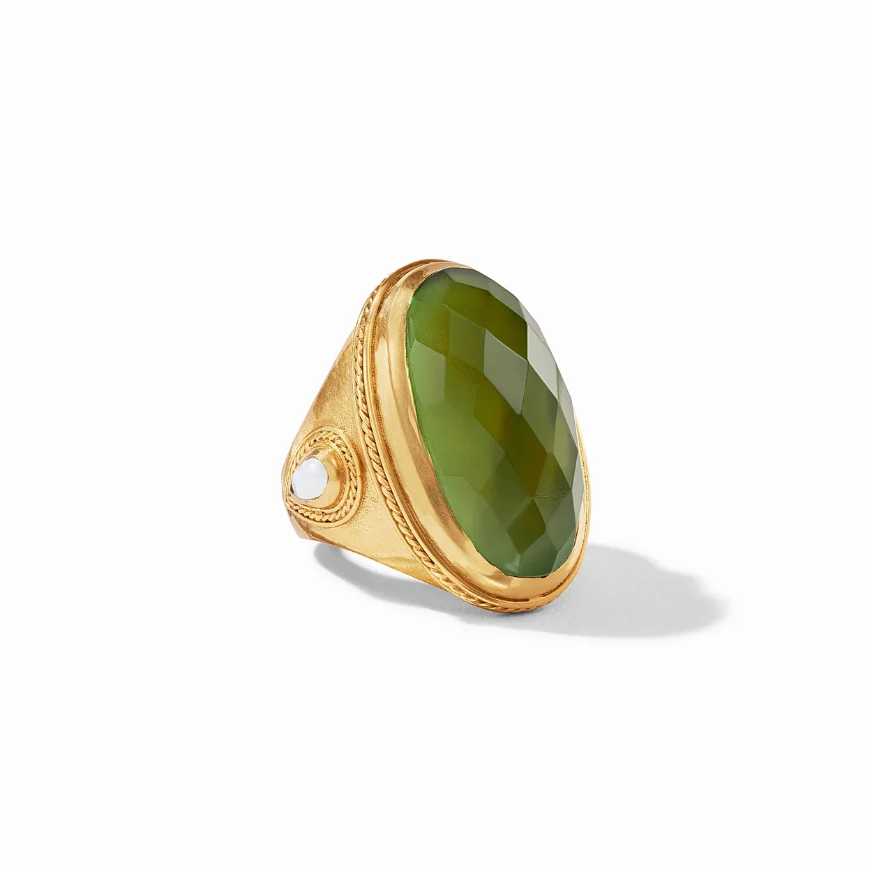 CANNES STATEMENT RING, Colour: JADE GREEN, Material: 24K GOLD PLATE, Size: 8