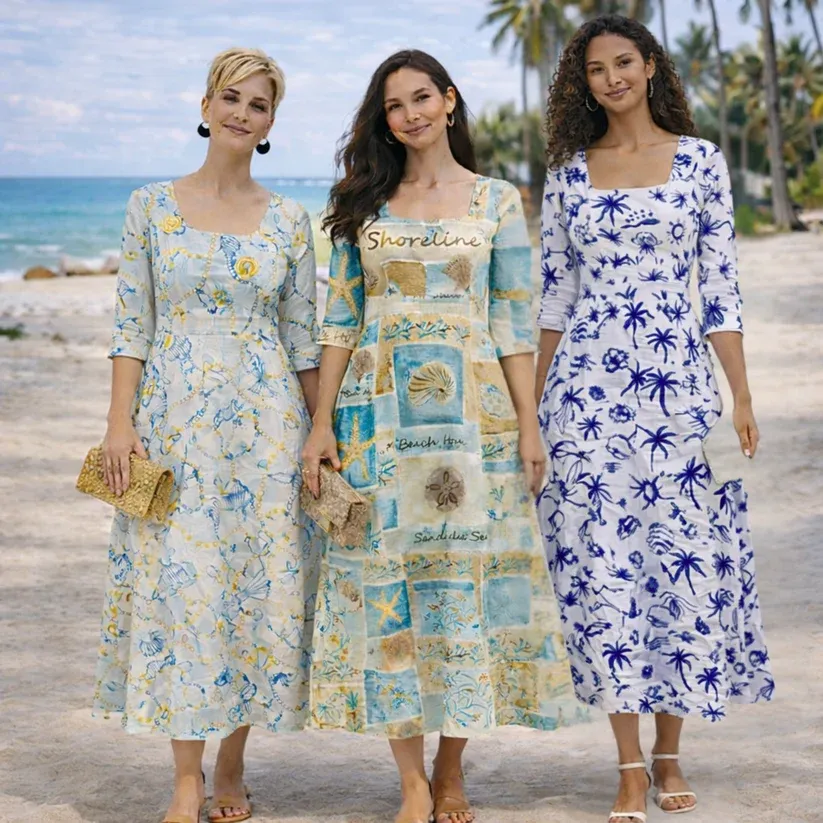 LINEN POCKET MIDI DRESS