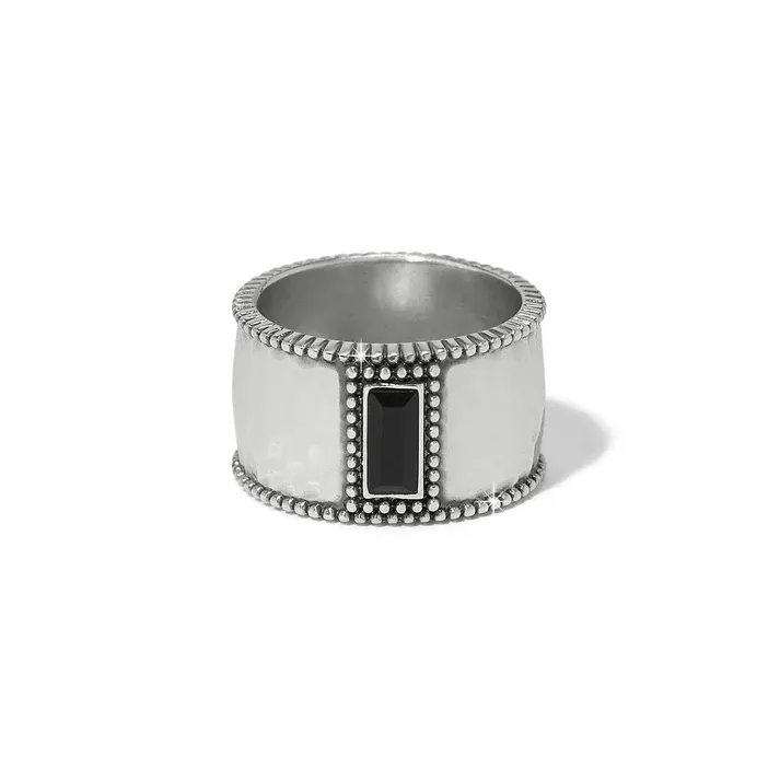 Pretty Tough Gem Wide Band Ring Black, Size: 8