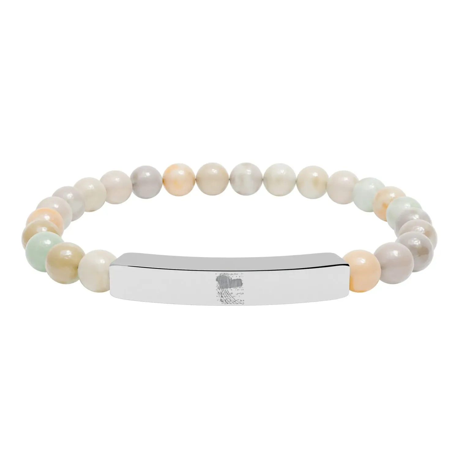 Engravable Natural Stone Bead Bar Bracelet — Stretch ID Bracelet