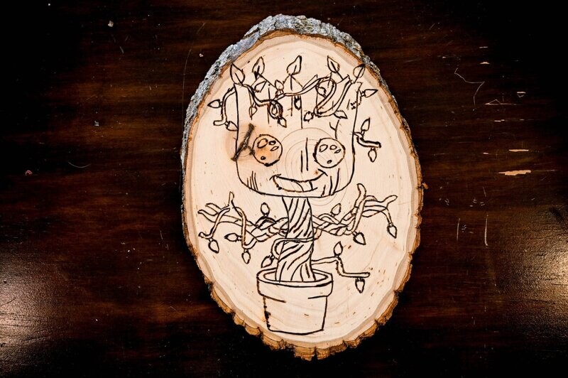 Custom Character Wood Burn Art