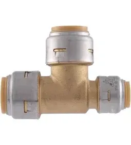 3/4"x3/4"x1/2" Brass Tee Push-Fit
