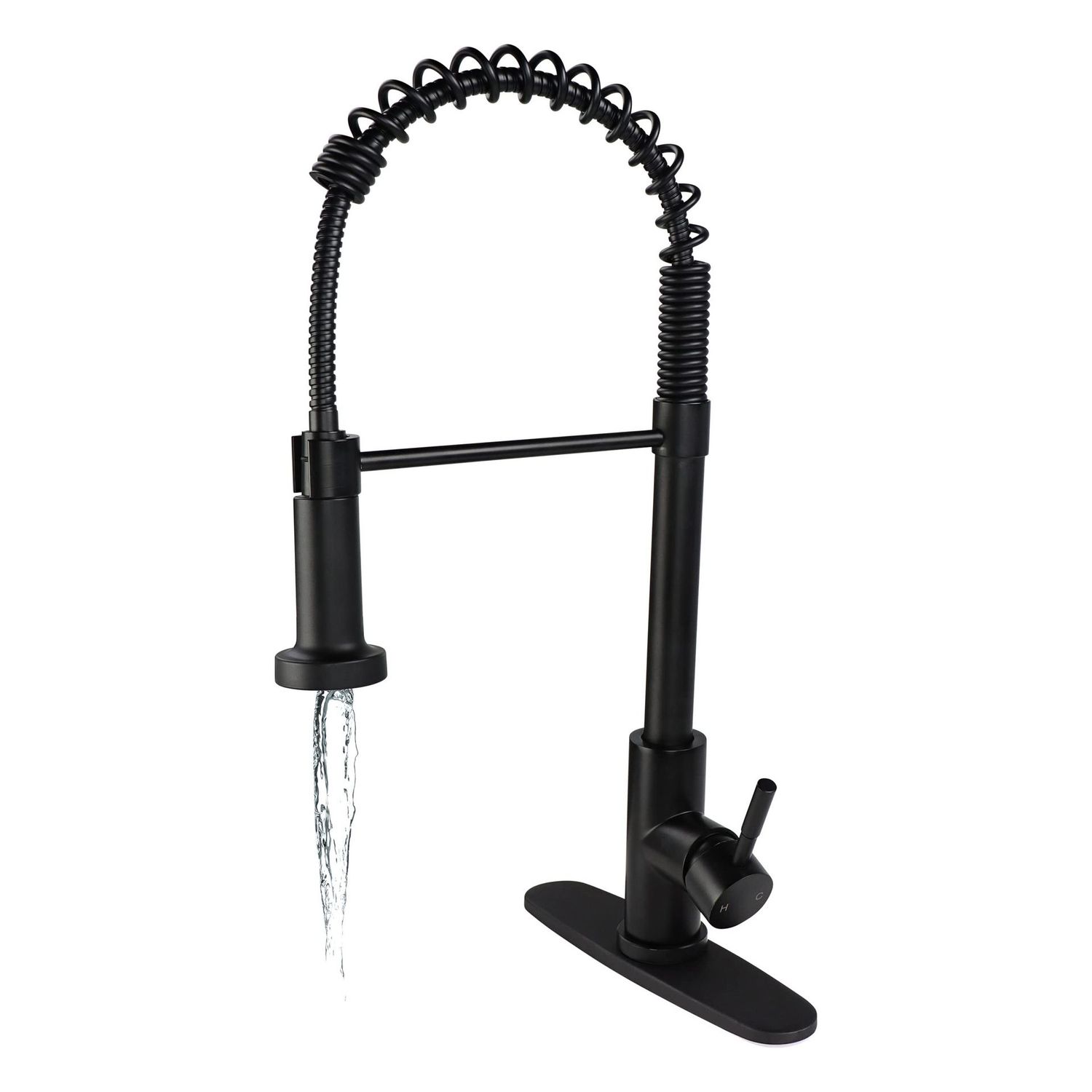 Matte Black High Arch Coiled Spout Kitchen Faucet