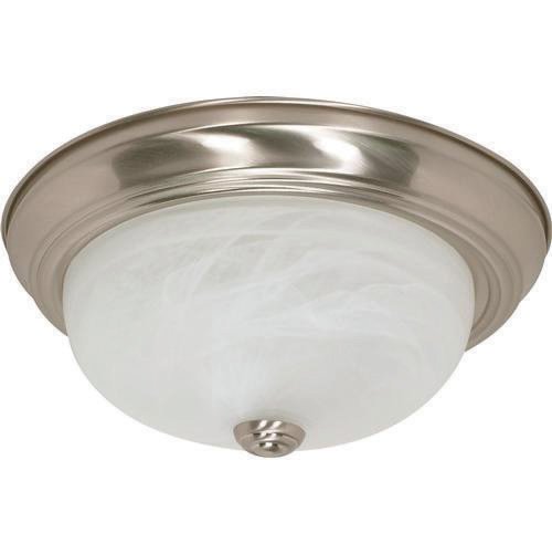 FLUSH 2 LIGHTS BN/ALABASTER GLASS