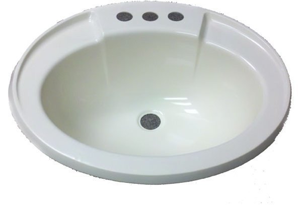 17 x 20 Plastic Oval Lavatory Sink, Color: White