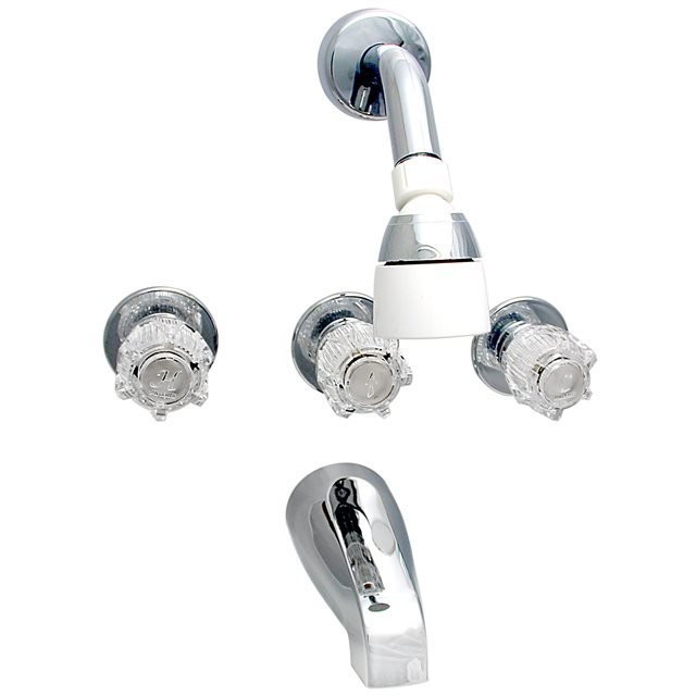 8" 3 Valve Tub/Shower Faucet Brass Underbody