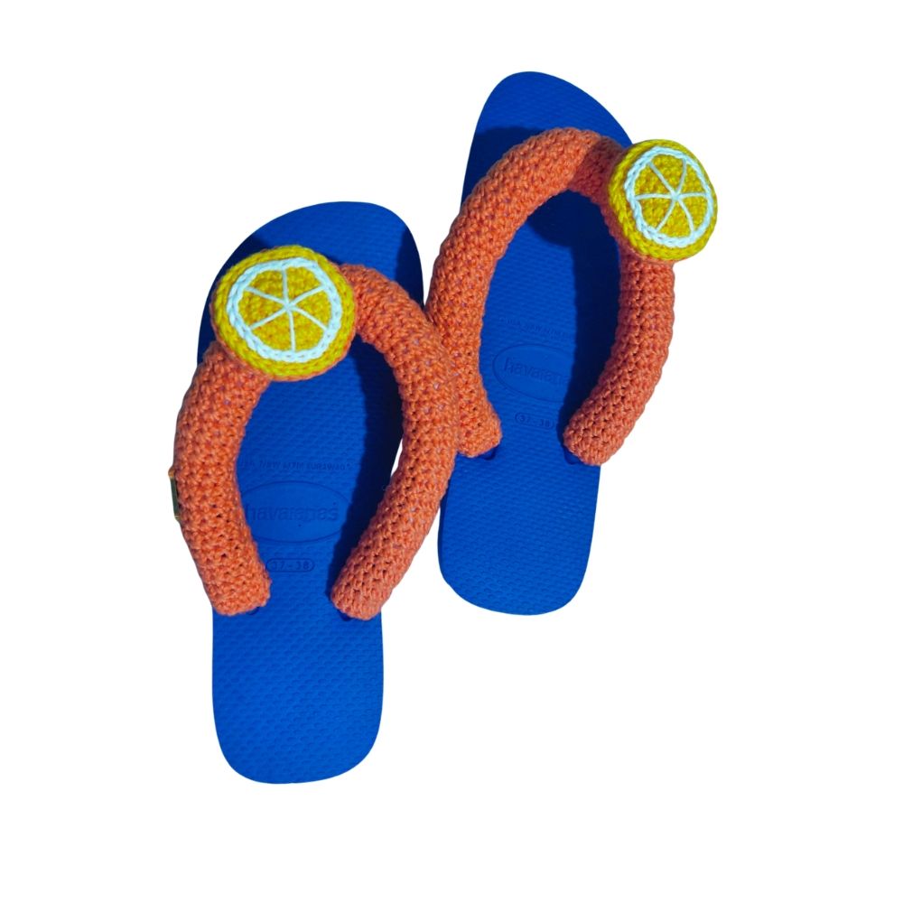 Peediama Orange Crochet Flip-Flops