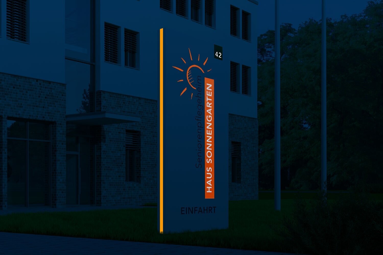 Werbepylon, Symtra, LED-LINE, Effektlicht, H=2400 mm