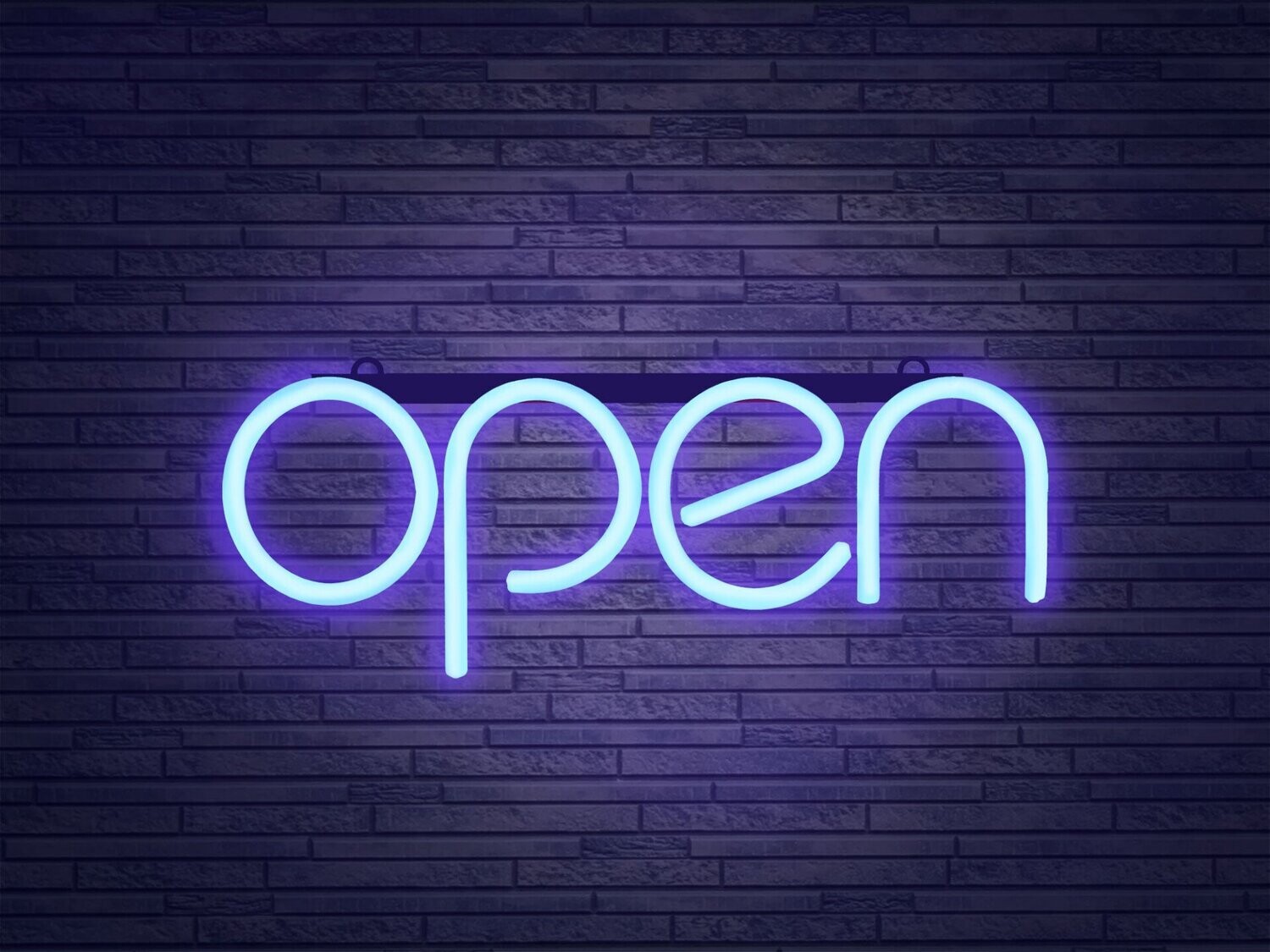 WOW-LED-Leuchtschriftzug "Open", blau