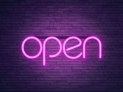 WOW-LED-Leuchtschriftzug "Open", pink