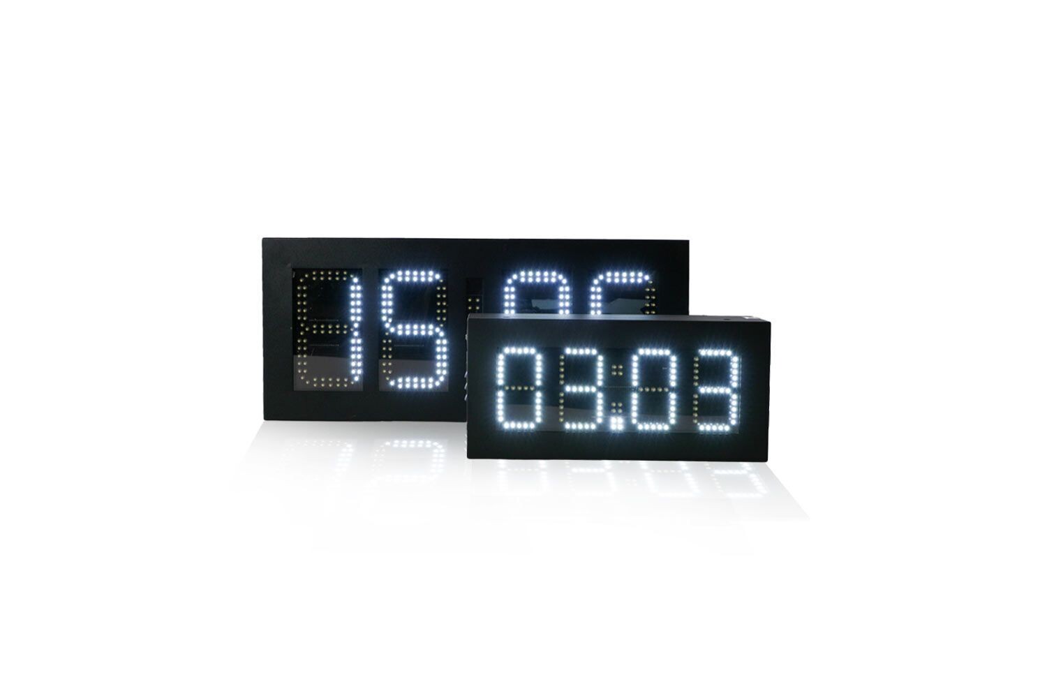 4 LED-Digital-Uhr mit Datum- u. Temperaturanzeige, doppelseitig