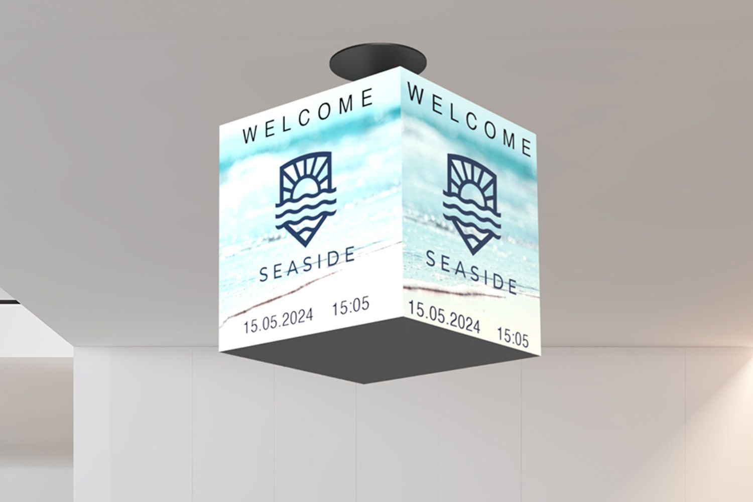 LED-Cube-Ceilingsign, 500 x 500 x 500 mm