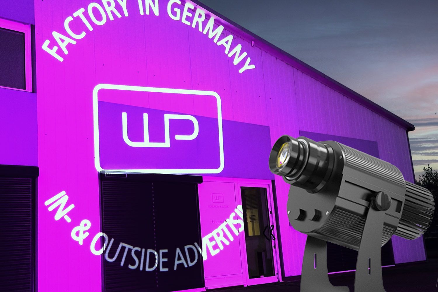 Advertising projector 100 watts, 1 gobo, static or rotating
