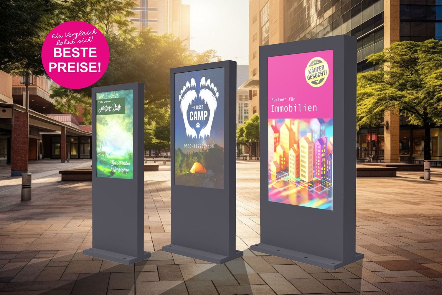 Digital Signage Outdoor-Stele, Monitor 32" -  Weitere Größen: 43", 49", 55", 65", 75", 86"