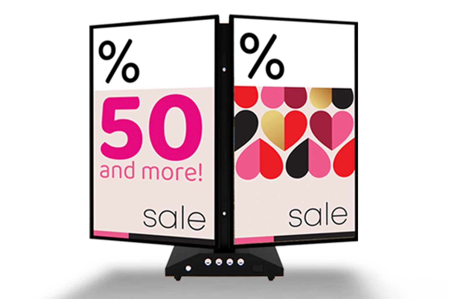 Digital-Signage Mobile Outdoor-Stele, Monitor 42,5" mit Akkusystem, 2-seitig