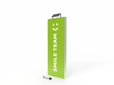 Werbepylon Solar mit LED-Bodenleuchte, H=230 cm Werbepylon Solar mit LED-Bodenleuchte, H=230 cm