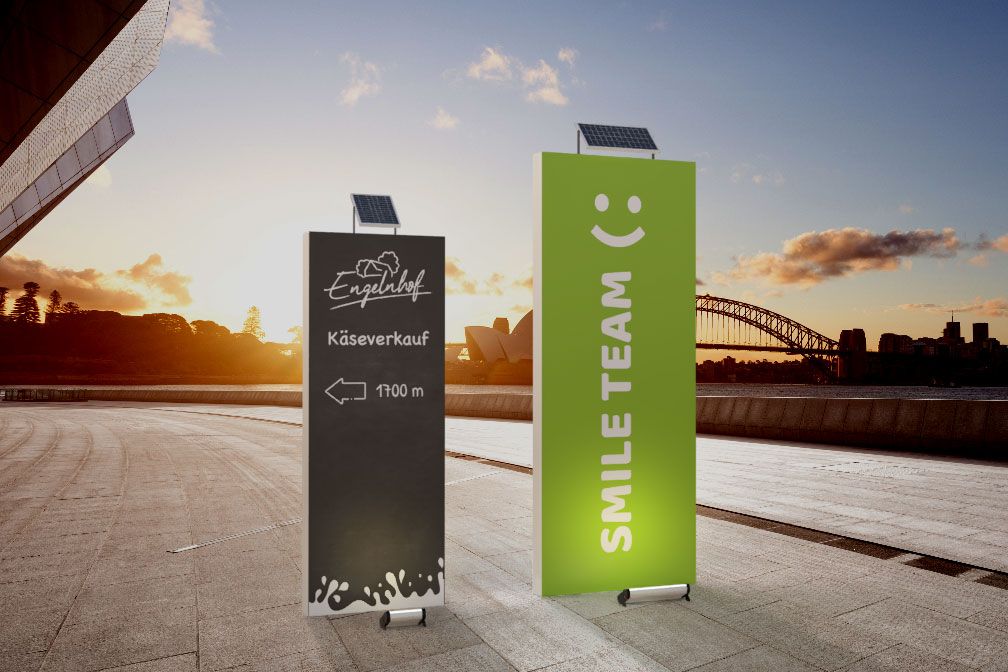 Werbepylon Solar mit Bodenleuchte, H=190 cm
