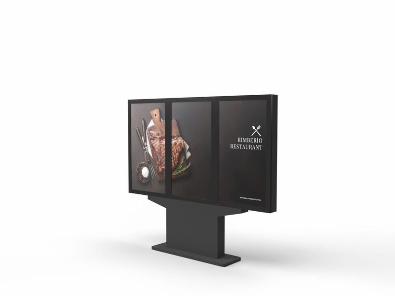 Digital signage steles - SLIM ART 3-screen outdoor display 55"