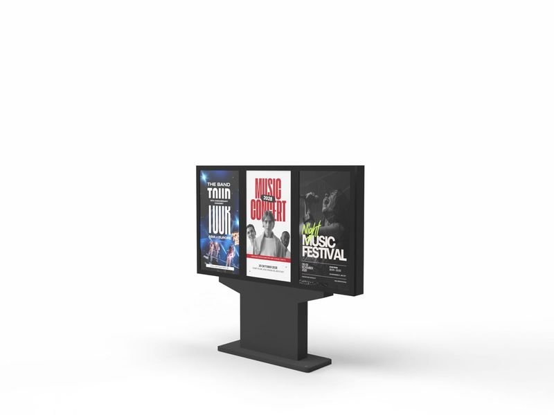 Digital signage steles - SLIM ART 3-screen outdoor display 43"