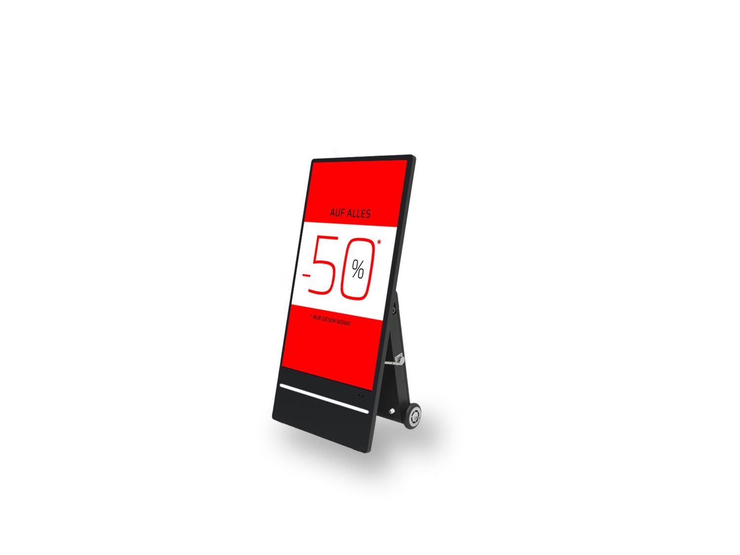 Digital-Signage Mobile Outdoor-Stele, Monitor 32" mit Akkusystem