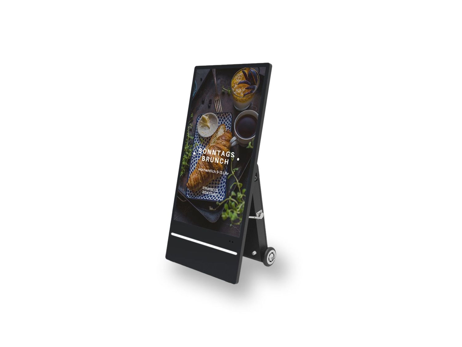 Digital-Signage Mobile Outdoor-Stele, Monitor 42,5" mit Akkusystem
