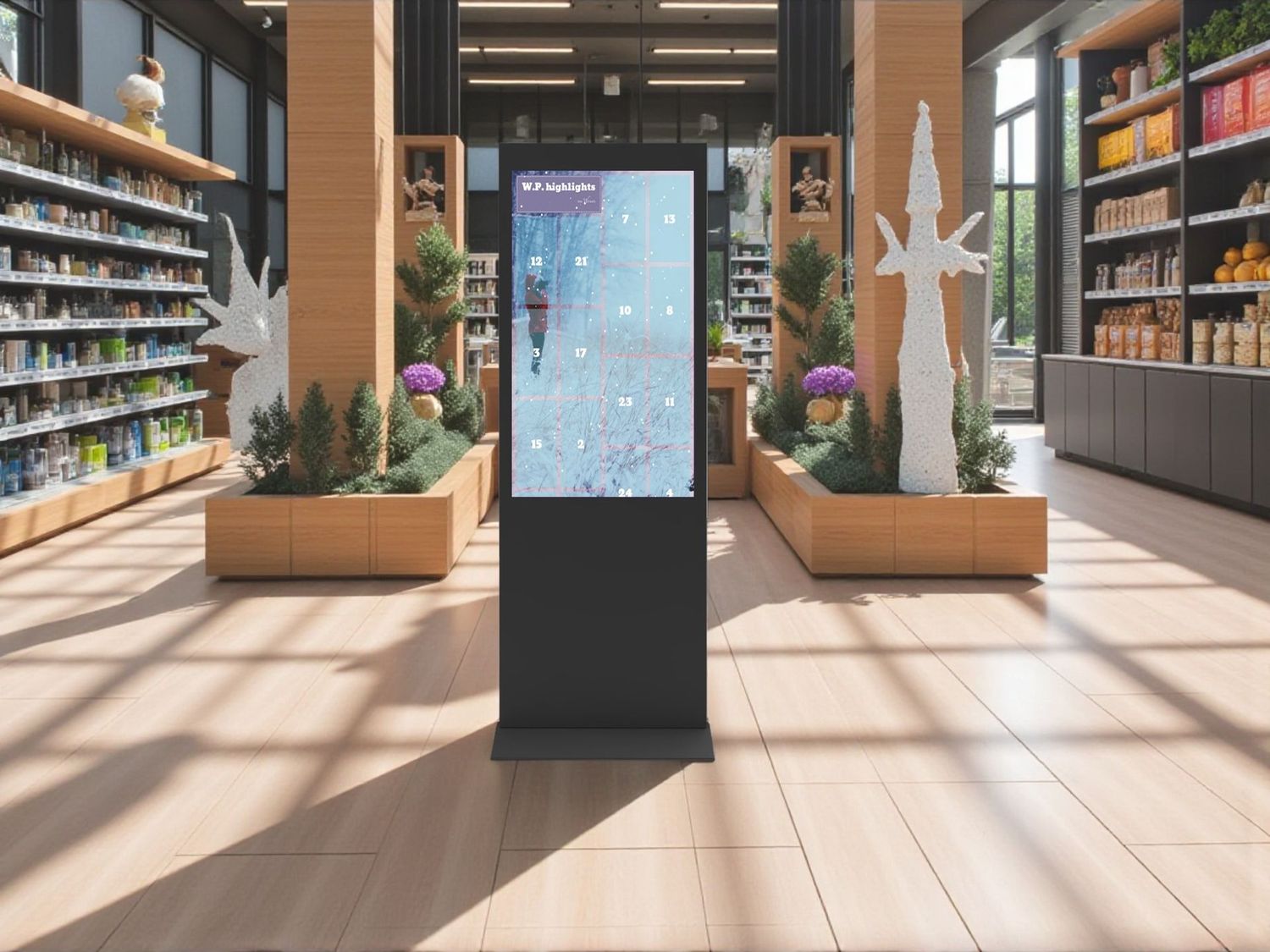 Digital Signage Indoor-Stele, Digital Signage Indoor-Stele, "digitaler Adventskalender"