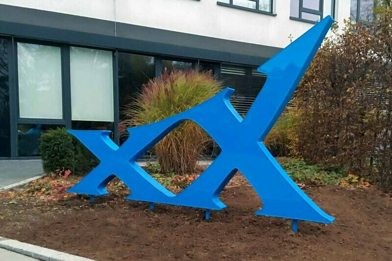 Logo Advertising Pylon, Custom-Made, LED-Illuminated, H=1450 mm