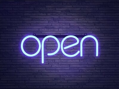 WOW LED Illuminated Lettering „Open“, Blue WOW LED Illuminated Lettering „Open“, Blue