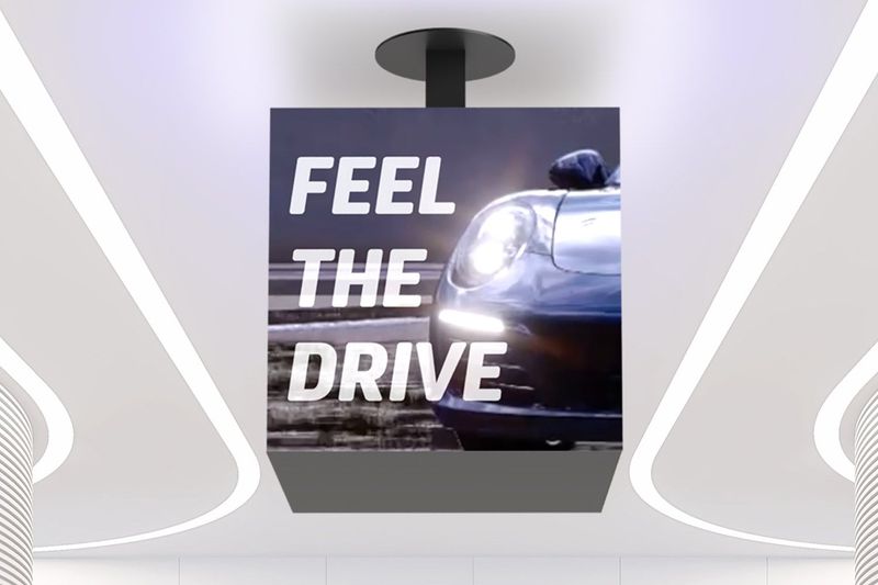 LED-Cube-Ceilingsign, 750 x 750 x 750 mm LED-Cube-Ceilingsign, 750 x 750 x 750 mm