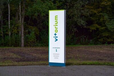 Werbepylon, Symtra-Design, weiß, H=2250 mm