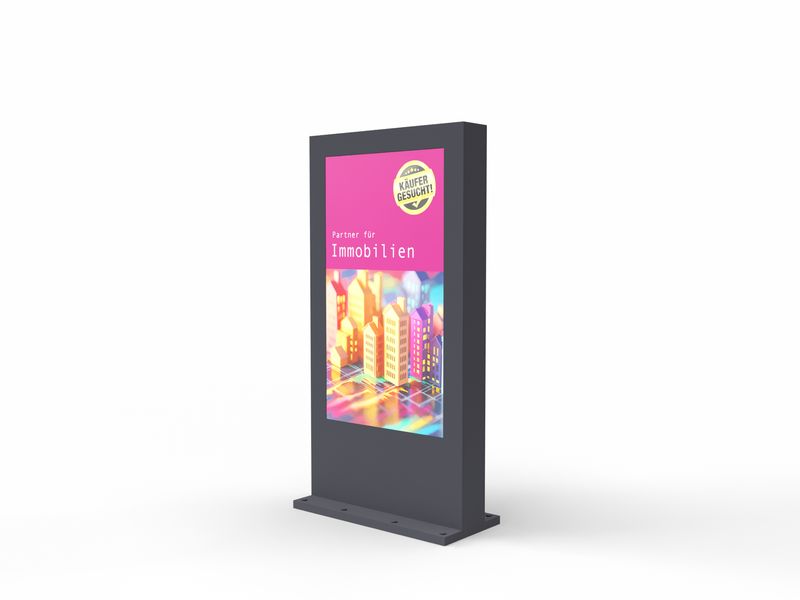 Digital Signage Outdoor-Stele, Monitor 75"