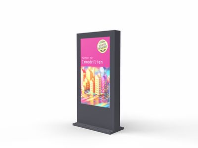 Digital Signage Outdoor-Stele, Monitor 75"