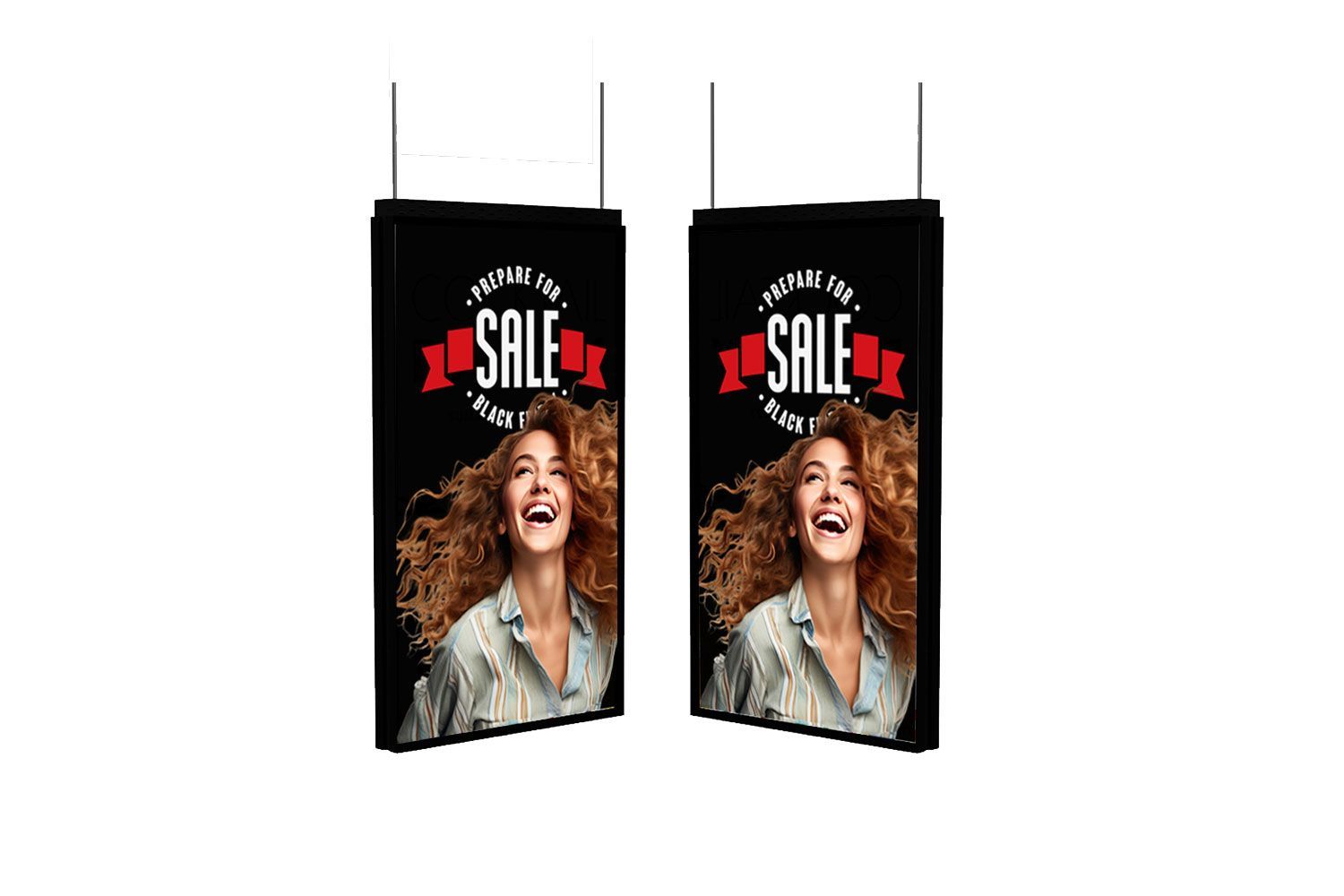 Digital Signage – Doppelmonitore für Schaufenster u. Verkaufsraum (3000/700 cd/m²) 49"