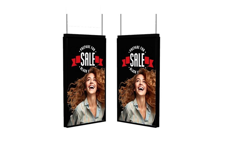 Digital Signage – Doppelmonitore für Schaufenster u. Verkaufsraum (3000/700 cd/m²) 49"