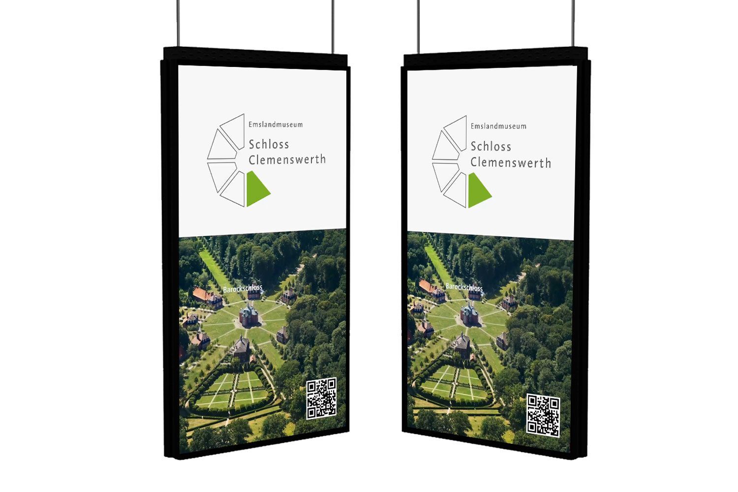 Digital Signage – Doppelmonitore für Schaufenster u. Verkaufsraum (2500/700 cd/m²) 65"