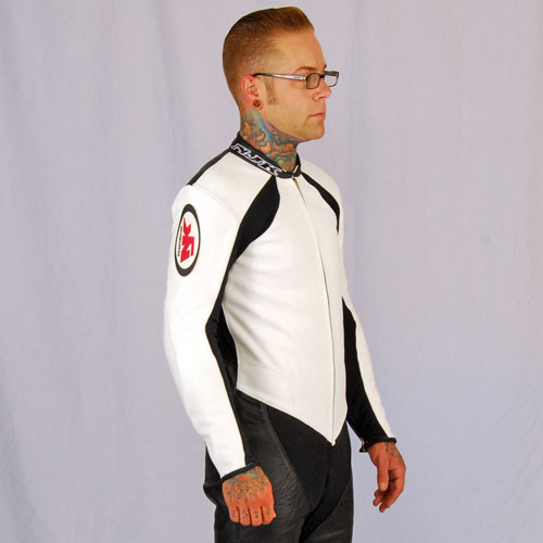 White NJK Race Ready Leathers