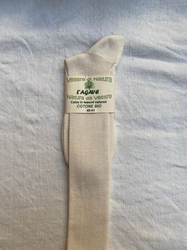 Calza  adulto - cotone biologico -  colore naturale - lunga (calzettone)