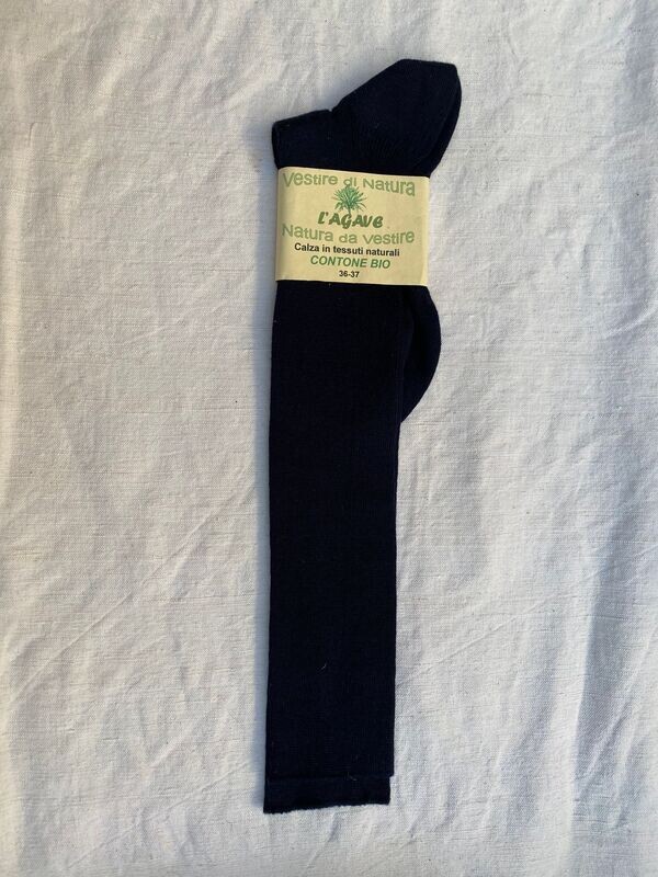 Calza adulto - cotone biologico -  colore blu notte - lunga (calzettone)