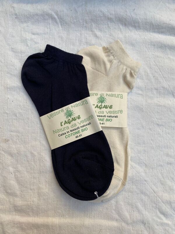 Calza adulto - cotone biologico - colore blu notte o naturale - scarpina