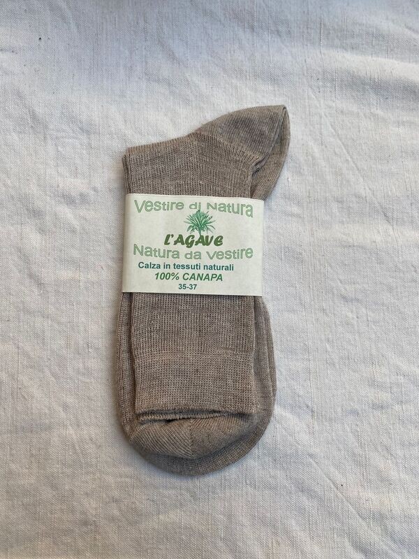 Calza adulto - 100 % canapa -  colore naturale grezzo - corta (calzino)