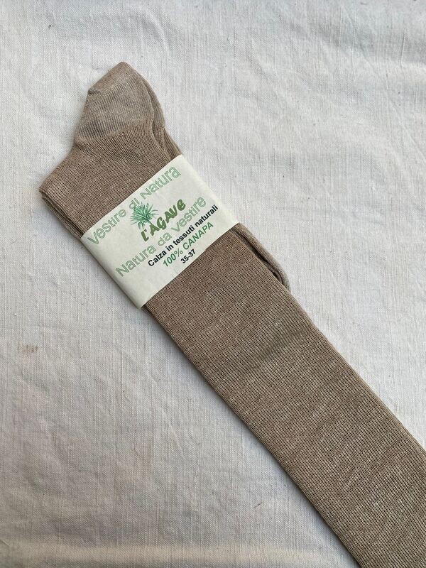 Calza adulto - 100% canapa - colore naturale grezzo - lunga (calzettone)