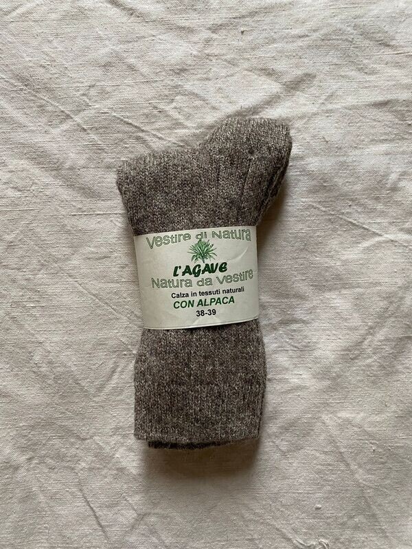 Calza  adulto - lana di alpaca "media pesantezza" - colore naturale - corta (calzino)