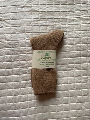 Calza adulto - lana di cammello - colore naturale - corta (calzino)